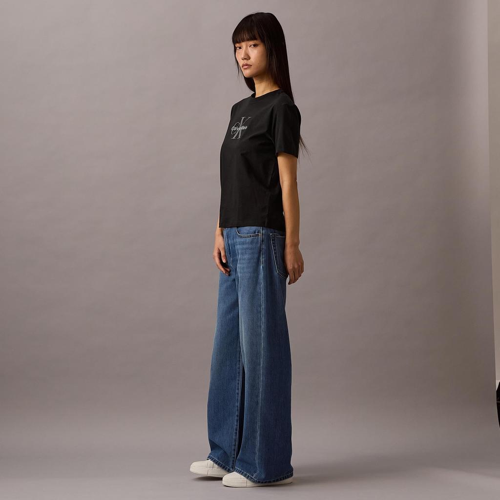 Classic Monologo Crew Neck 47B864G S BLACKUB1 [Calvin Klein] T-Shirt