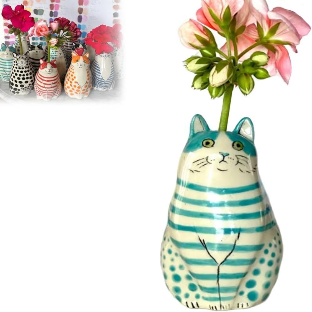 

Hydroponic Flower Polka Dot Cat Vase Restaurant Animal Vases Funy Cat Flower Vase Cat Lovers Gift C-S-27*19cm зелений