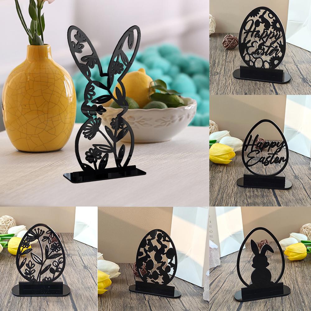 Easter Decorative Ornament Acrylic Bunny Eggs Easter Eggs Mirroor Tabletop Holiday Decoration Home Decor Christmas Ornament Bulk