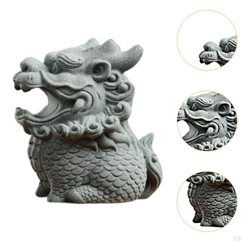 Kylin Statue Tea Pet Sculpture Birthday Gift Collectible Room Decoration Keepsakes Desktop Retro