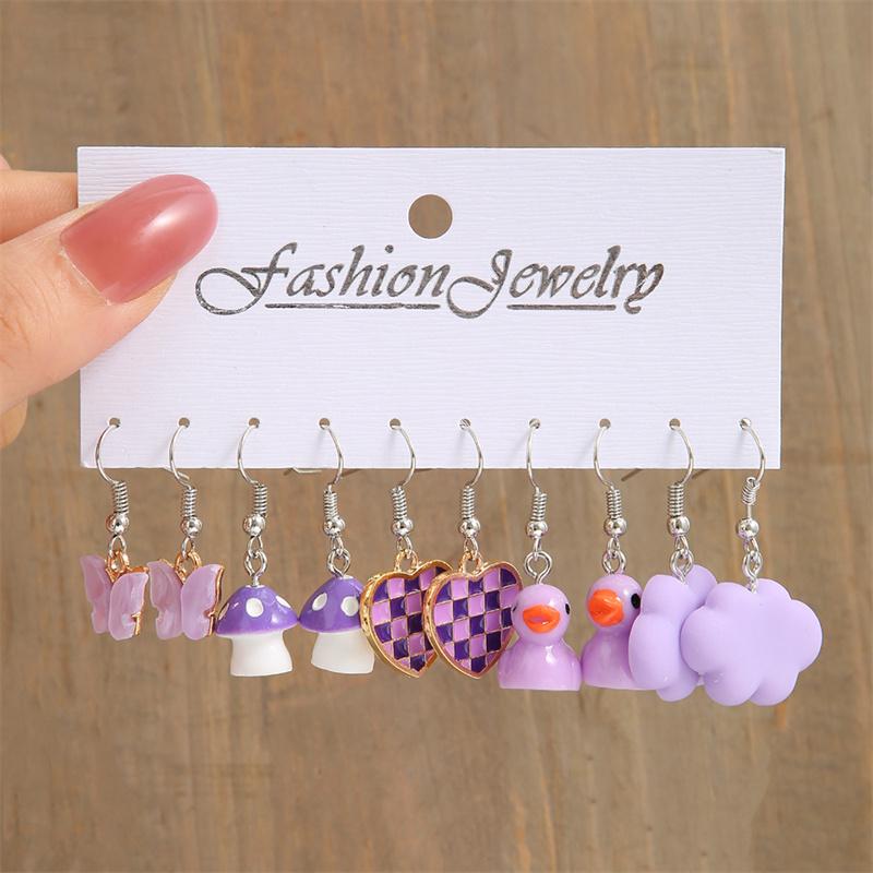Trendy Colorful Earrings Set For Women Girls Green Resin Pearl Gold Color Metal Circle Dangle Earrings 2026 New Fashion
