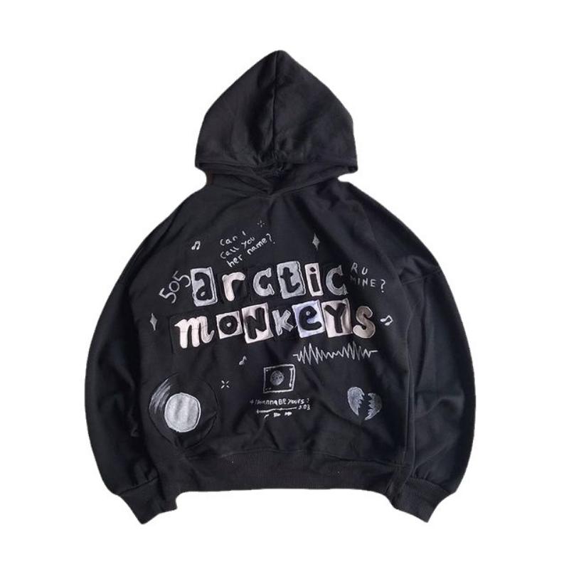 Y2K Spring Street Trend Patch Printed Hoodie Loose Pullover Men's and Women's Sweater