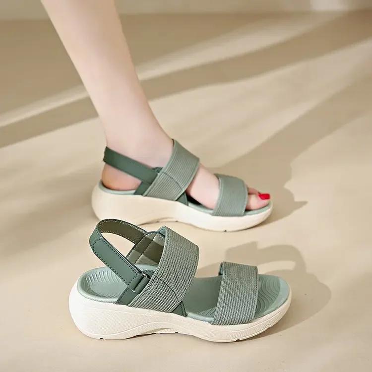 

Fashion Women s Platform Sport Sandals Summer 2025 Comfortable Woman Shoes Fashionable Beach Green Sandal Black Sandalias 42 зелёный