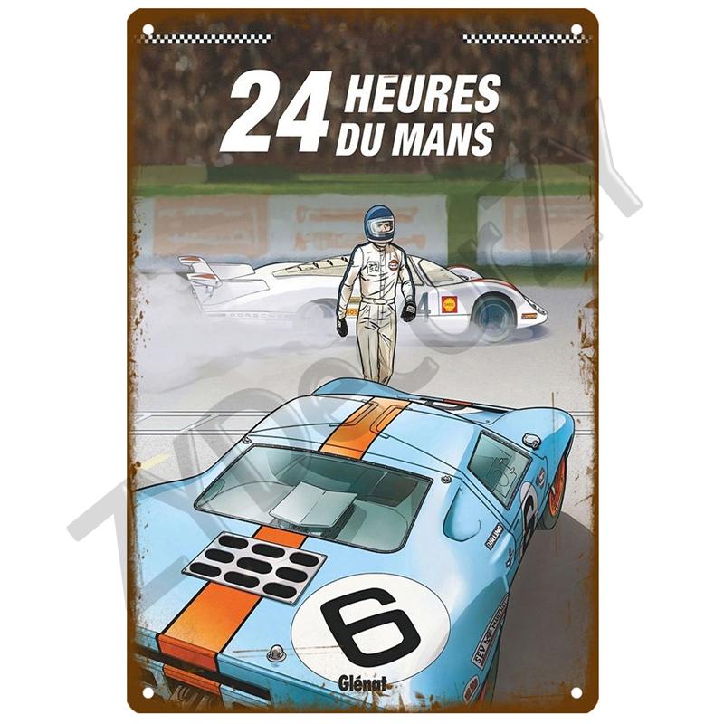 24 Lemans Metal Sign House Plaque Metal Poster Tin Sign Plate Wall Poster Vintage Retro Aesthetic Room Decor Wall Art Decoration