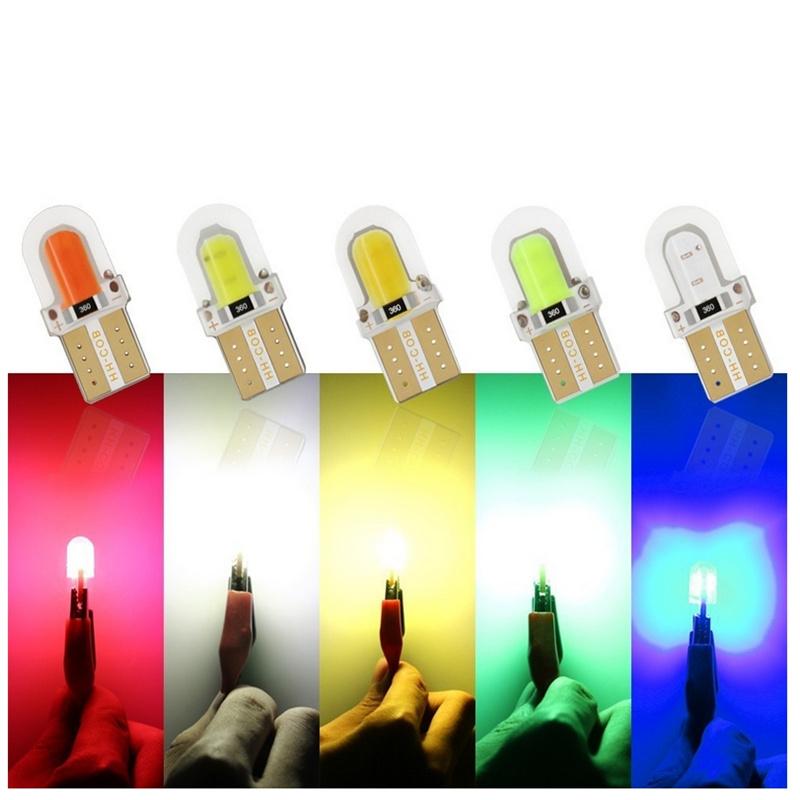 10KS LED W5W T10 COB 4SMD LED Parkovací žárovka Auto Klínová obrysová lampa Canbus Silika Jasně bílá Žárovky osvětlení SPZ