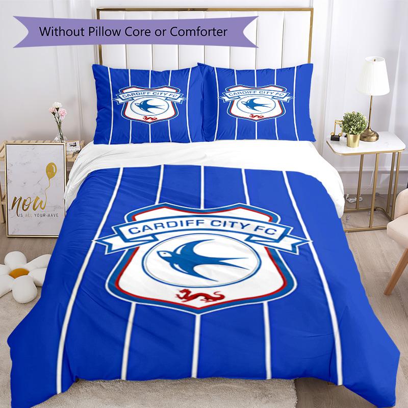 Cardiff Fc Crest Printed Pattern Duvet Cover Set – Includes 1 Duvet Cover and 2 Matching Pillowcases Bedroom Decor Christmas Gifts