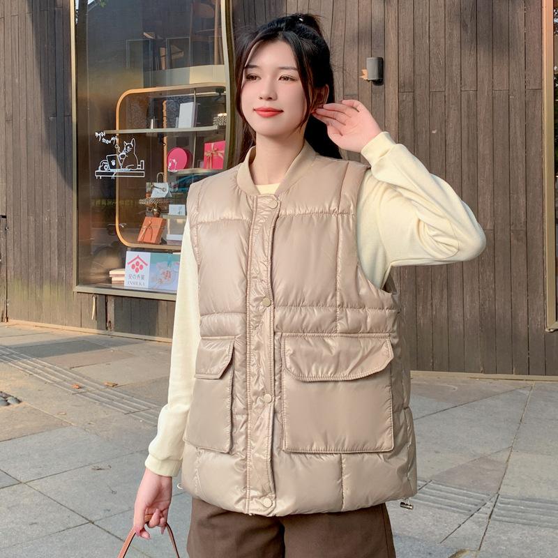 

Хлопковый жилет женский осенне-зимний повседневный свободный без рукавов утолщенный теплый однотонный хлопковый жилет XXL хаки