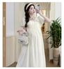 2026 Summer Sweet Puff Sleeve Maternity Dress - Slimming, Loose, and Belly Covering