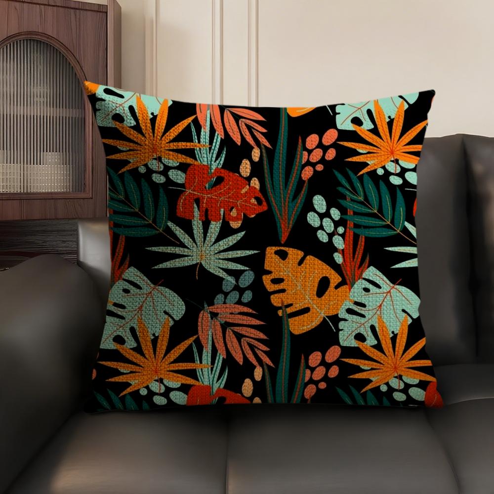 Fresh Floral Pattern Cushion Cover Summer Breathable Linen Organic Fabric Double-Sided Printing Sofa Pillow Case Home Decor