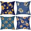 Floral Printed Blue Pillows Decorative for Home Polyester Pillowcase, Sofa Decorative Cushion Cov Headboard Pillow