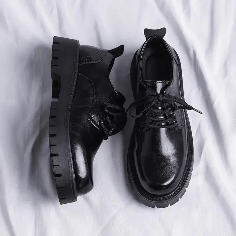 Men's Leather Brogue Shoes Round Toe Lace Up High Quality Fashion Footwear Offer Male Casual Shoe Common Free Delivery Shipping