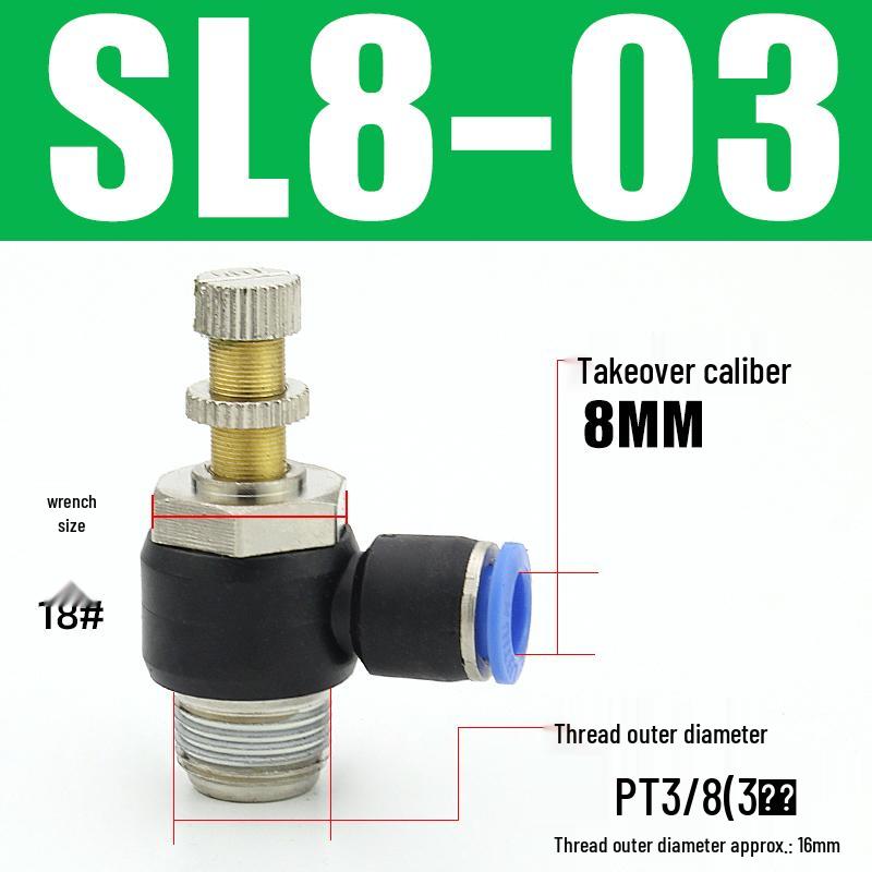 Air Tube Speed Control Connector JSC8-02 Throttle Valve SL6-M5/4/10-01-02