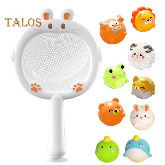 Glowing Animal Bath Toy Set No Hole Light Up Bathtub Toy Luminous Floating Animal Ball Tub Fishing Game Basketball Hoop Toy for Kids