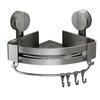 Space Saving Aluminum Bathroom Organizers With Adjustable Hooks And Drying Rack Suction Mounted For Wet Environment