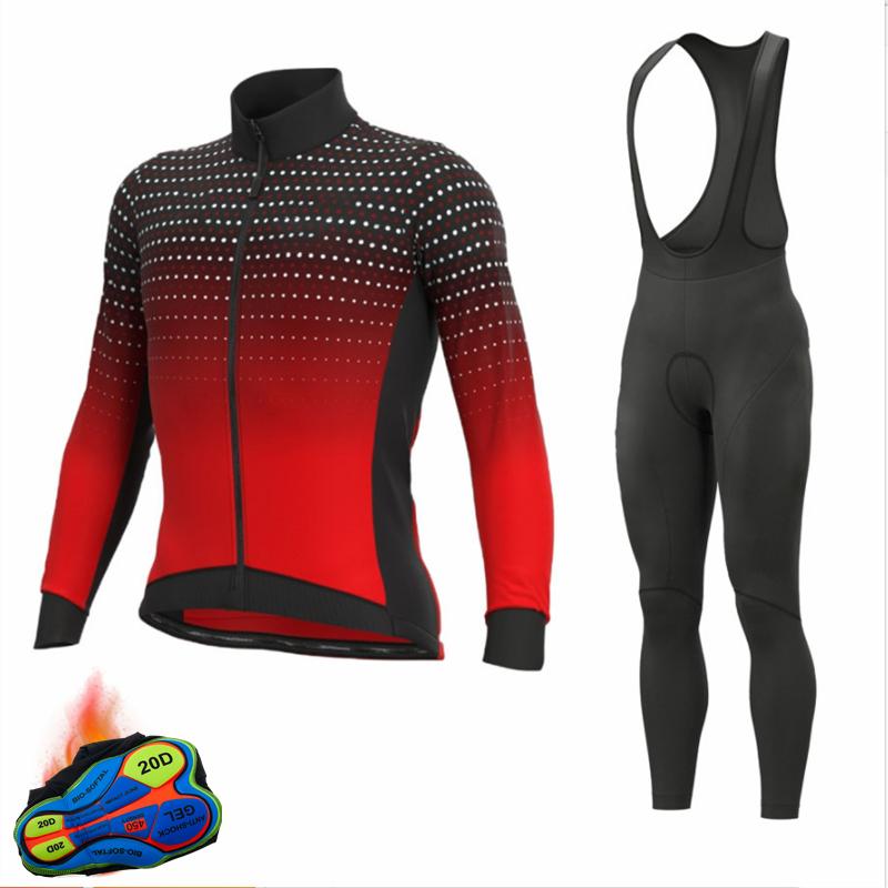 2026 Winter Thermal Fleece Long Sleeve Cycling Jersey Set Bib Pants Ropa Ciclismo Bicycle Clothing MTB Bike Men Clothes Suit