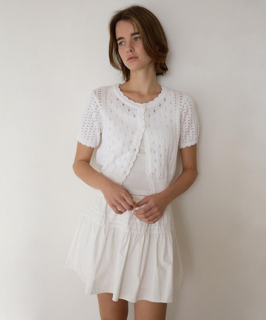 Among A Skashi Half Sleeve Cardigan_White