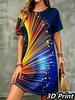 Fashion 3D Print Summer Dress Loose Casual Short Sleeve O-Neck Mini Dress