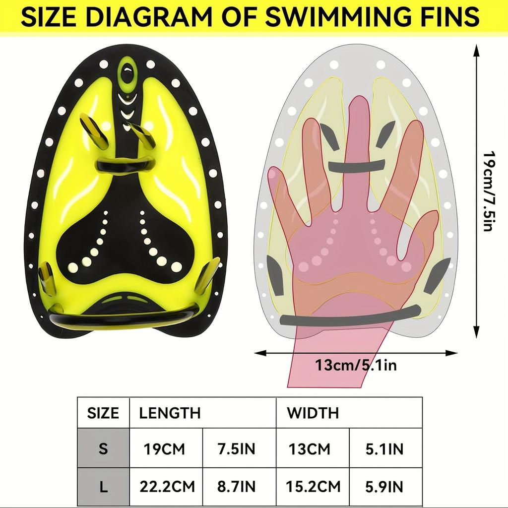 1 Pair Swim Hand Paddles, Professional Swimming Webbed Golves, For Water Sports Training