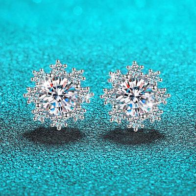 D Farbe 1ct Echter Moissanit Ohrstecker für Frauen Blume Funkelnder Labordiamant Schmuck 925 Sterling Silber Geburtstagsgeschenk