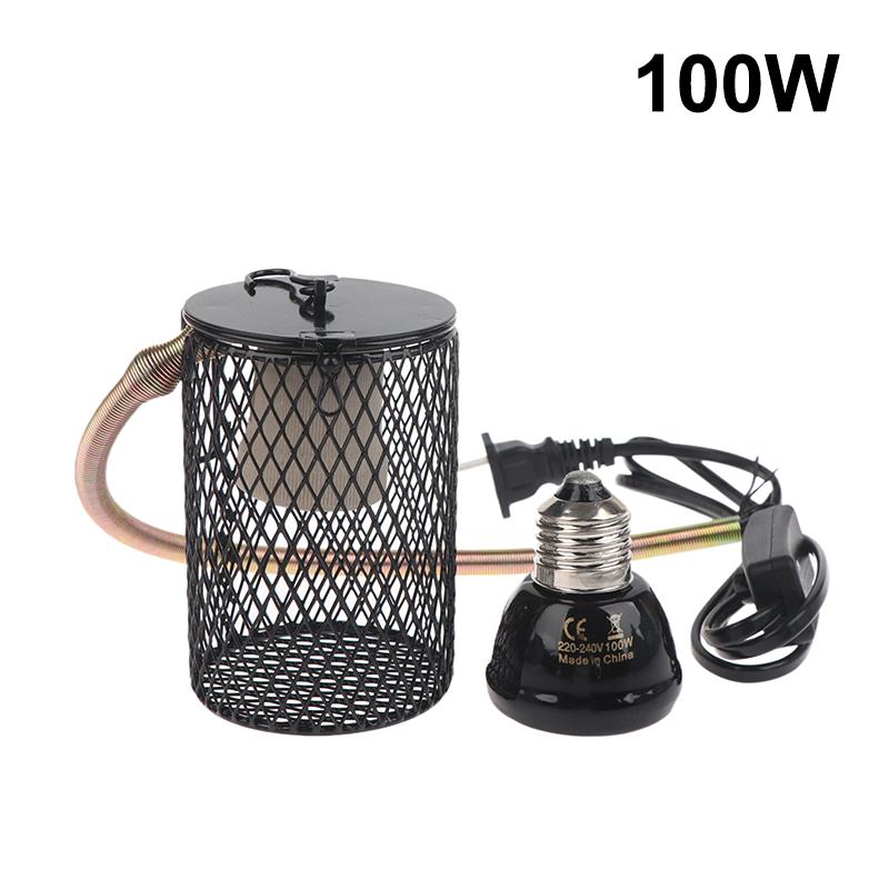 E27 Pet Heating Lamp With Anti-Scalding Lampshade For Turtle Snake Lizard Infrared Ceramic Emitter Heat Light 25/50/75/100W