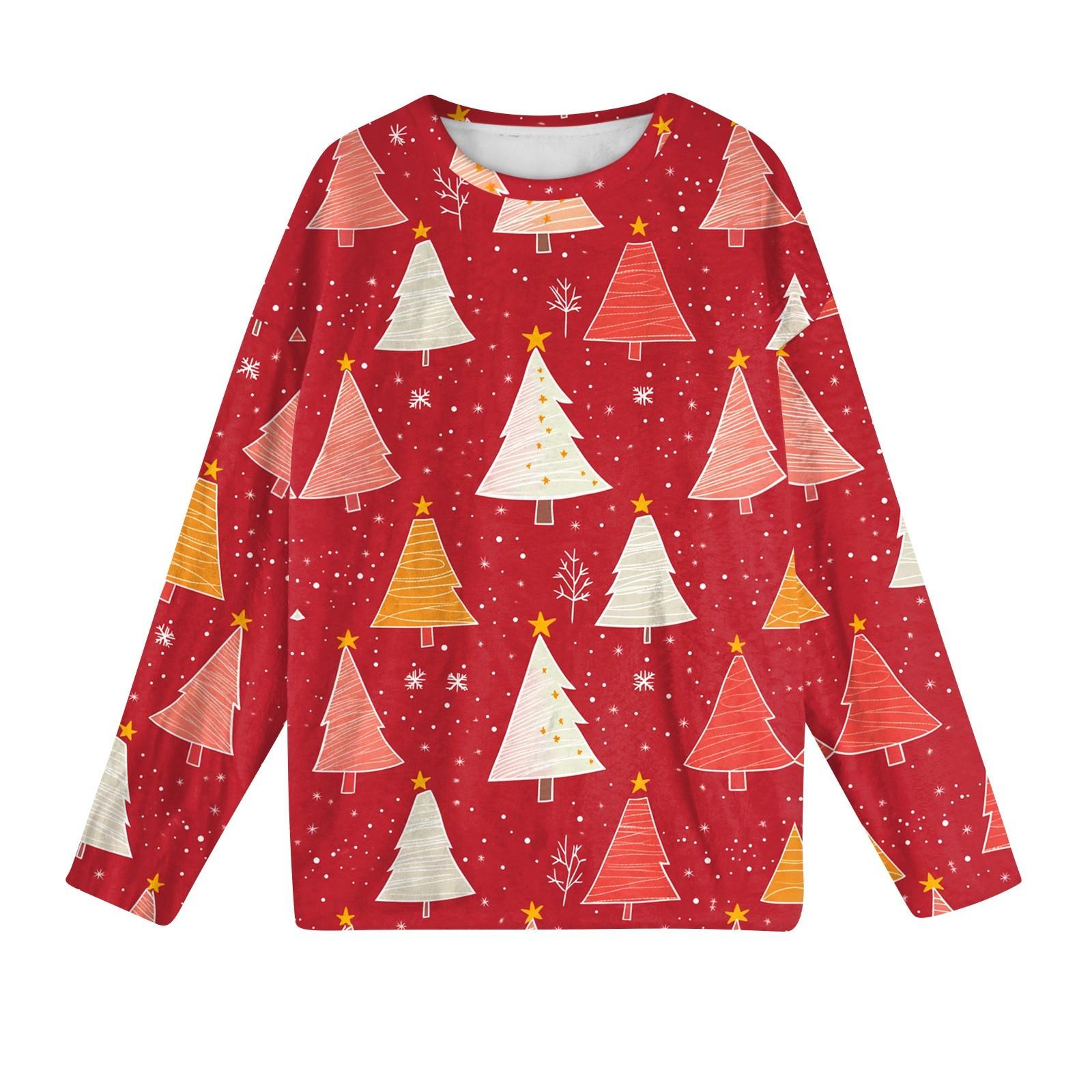 

Женская мода зимние принтованные длинные рукава женские пижамы топы M красный