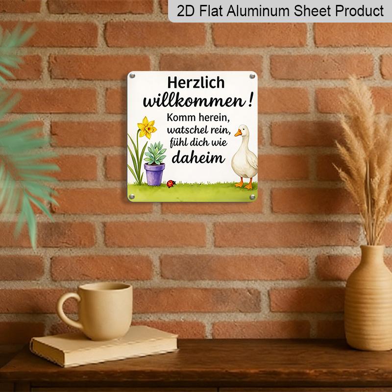 2D Flat - 1pc, Vintage Metal Sign, Decorative Plaque and Ornament, Welcome with A Farm Theme, Rustic Vintage Style, for Home, Café, and Decoration
