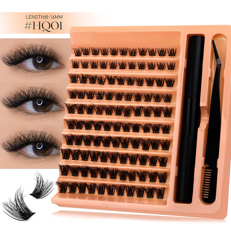 120Pcs Diy Lashes Extension Kit Fluffy Lash Clusters Set Individual Eyelashes With Bond Seal And Lash Tweezer Makeup At Home