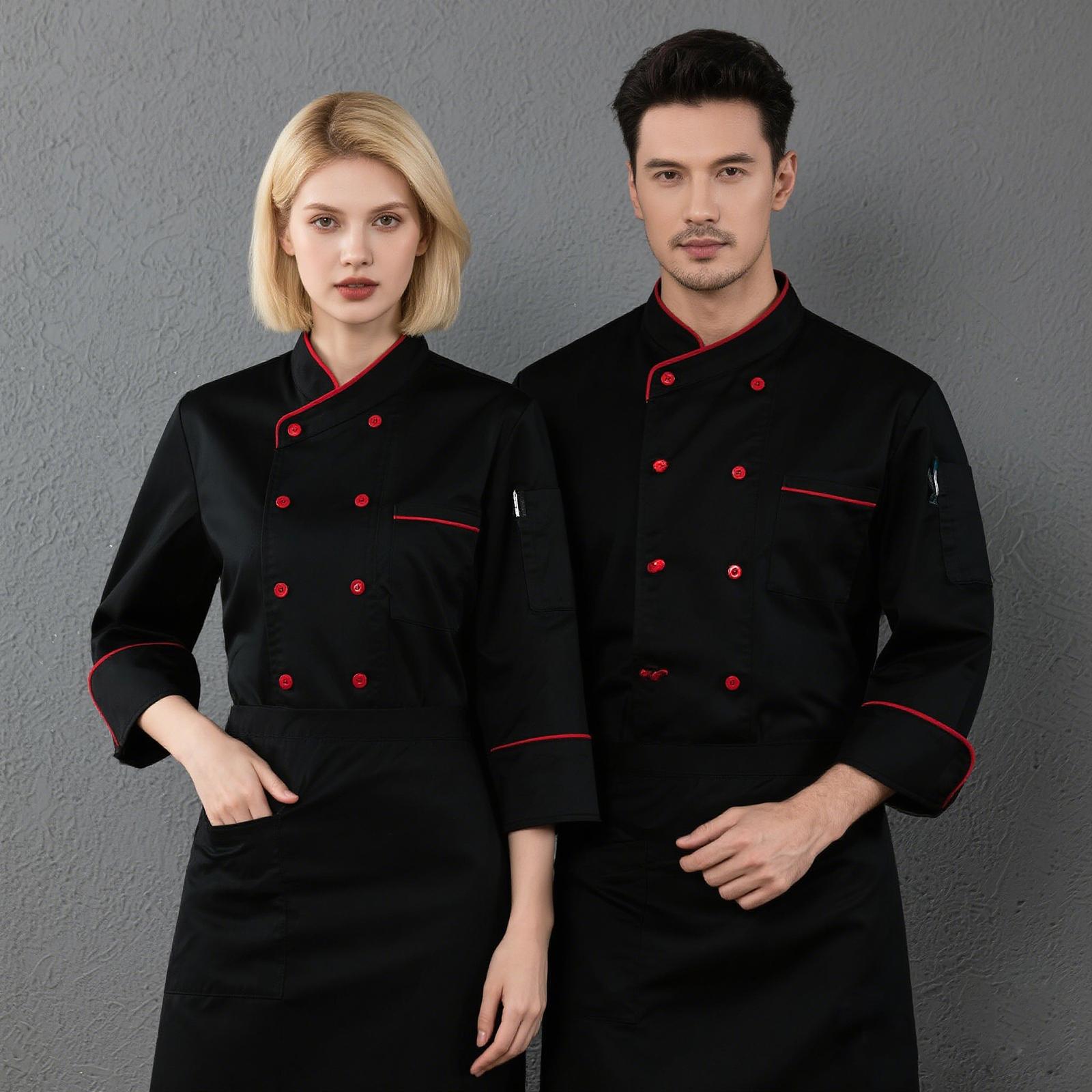 

Unisex Cardigan -Button Long-Sleeved Chef Uniform XL чорний