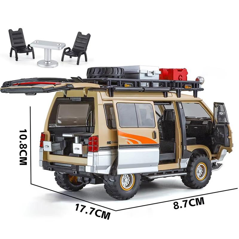 1:24 Mitsubishi Delica Geländewagen Allradantrieb MPV Druckgusslegierung Metall Auto Modell Sound & Licht Klassische Simulation Sammlerstücke