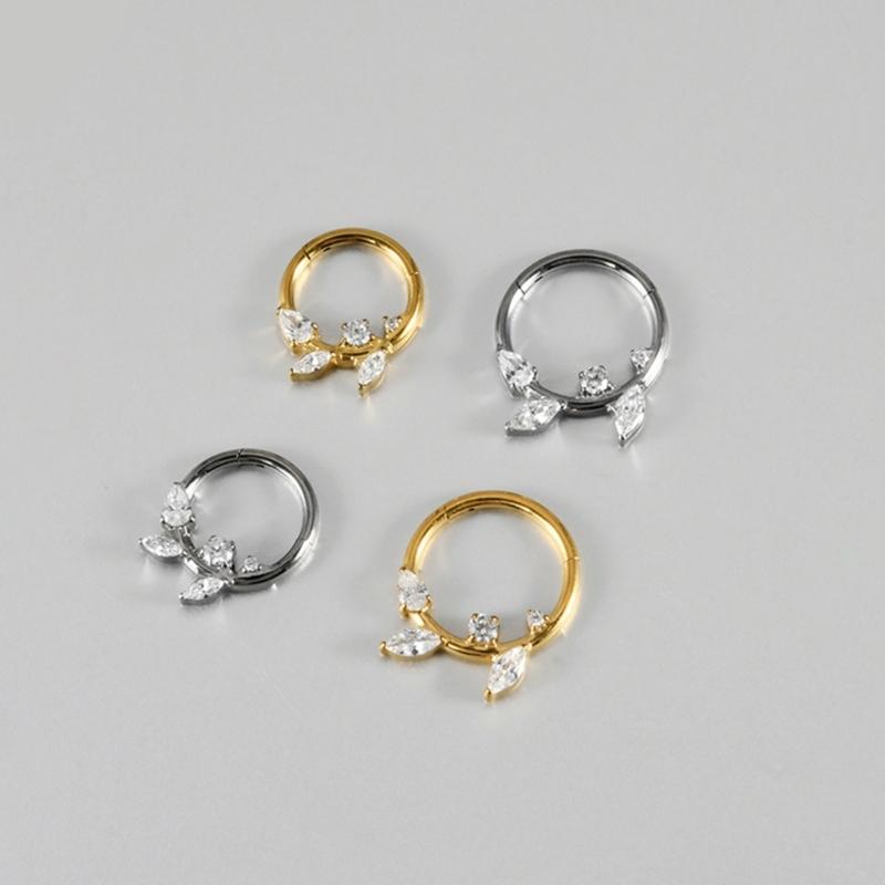 Pack of 2 Unique Geometric Shape Nose Rings Body Piercing Jewelry Seamless Design Metal Texture Polished Finish