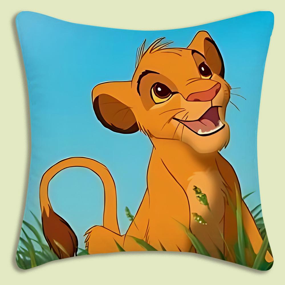 The Lion King Pillow Covers Cartoon Sofa Decorative Home Double-Sided Printing Short Plush Cute Cushion Cover