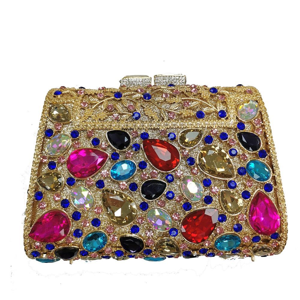 

WHTUOHENG Green Rhinestone Evening Clutches Bags Multicolored Big Stone Wedding Party Dinner Bags Purses Large Capacity Crystal 19cmX13.5cmX7cm