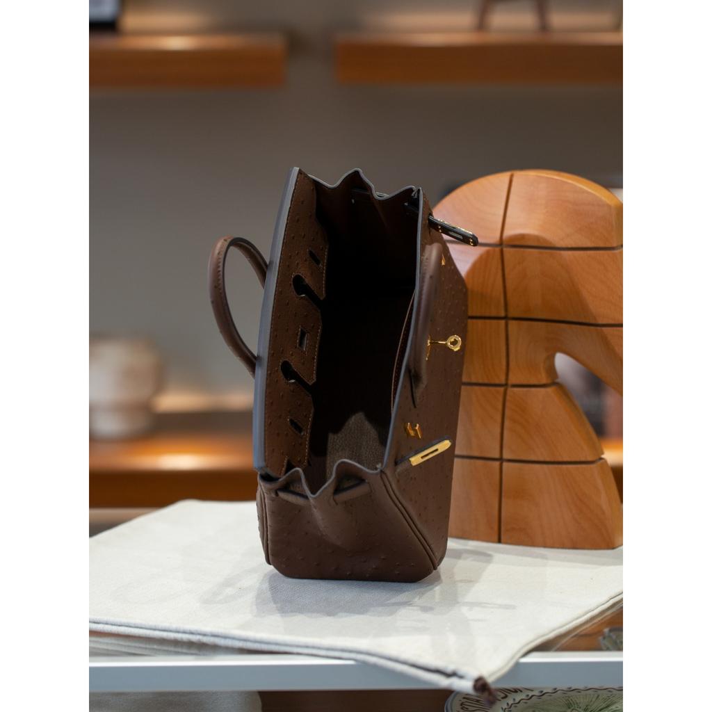 Cross-border Spot First-layer Cowhide Bag 25/30 Ostrich Pattern Leather Fashionable Large-capacity Women's Handbag