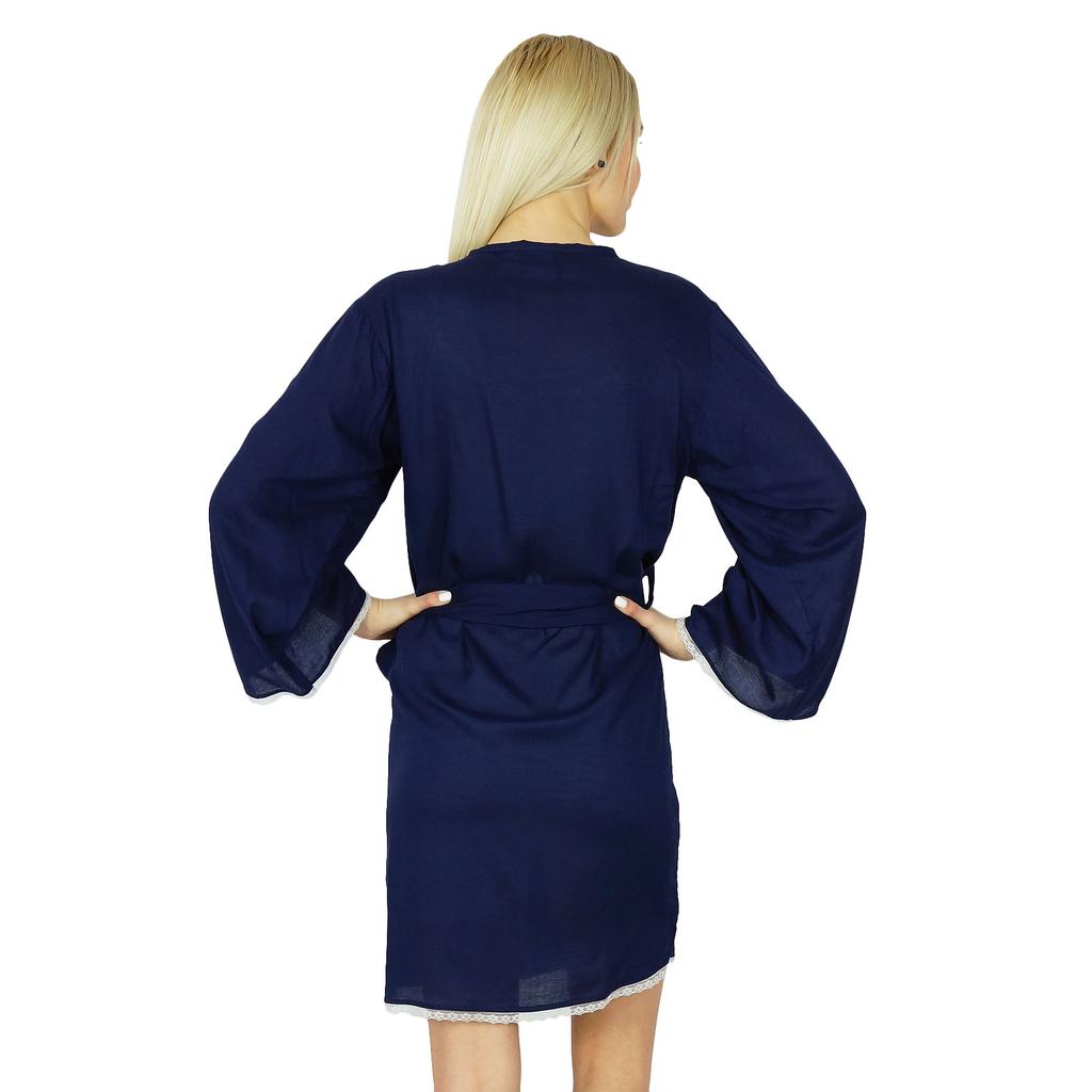 Bimba Women Getting Ready Bridesmaid Robes Blue Rayon Short Robe
