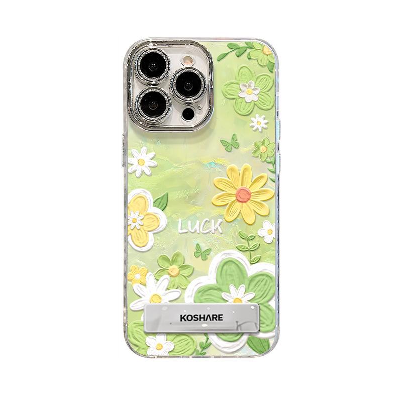 Oil Painting Flower Bracelet Suitable for Apple 13pro Mobile Phone Case 16 Small Fresh 15 Bracket 14 High-end Sense 11 Xiaomi