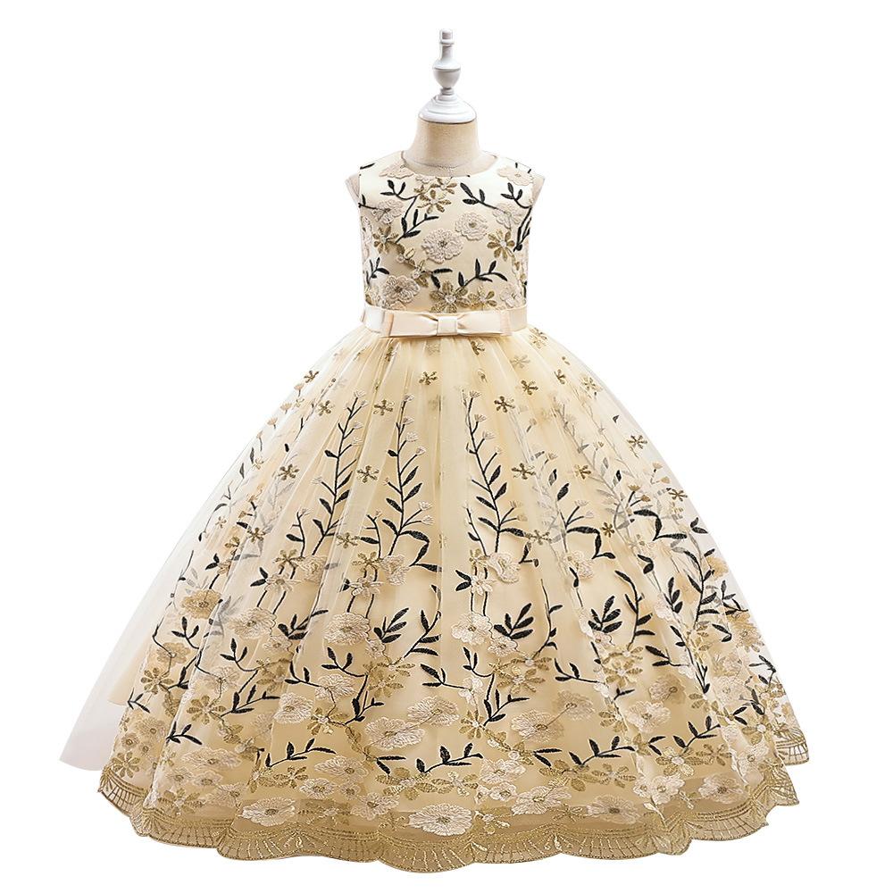 

Платье принцессы для девочек-цветочниц на свадьбу, летнее детское торжественное длинное платье с бантом для школьного вечера, вечеринки, детского новогоднего платья LP-388 170