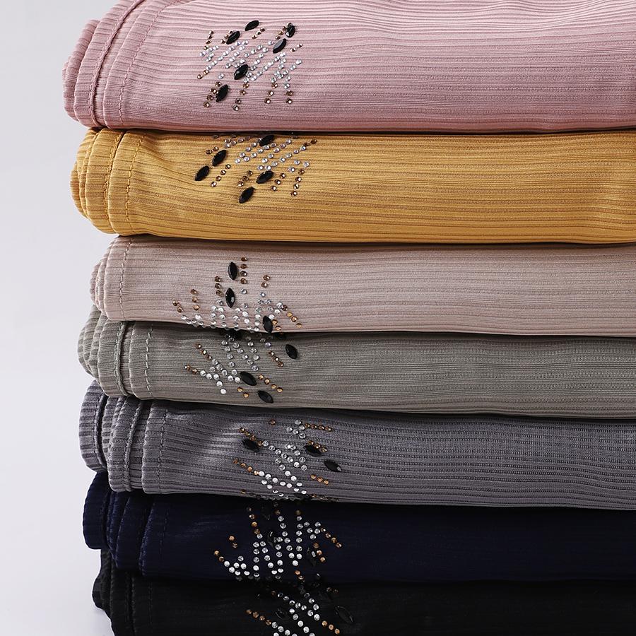 Ribbed Jersey Hijab Soft Breathable Stretch Scarf Shiny Sequins Muslim Shawls Wraps Islamic Headscarf Foulard
