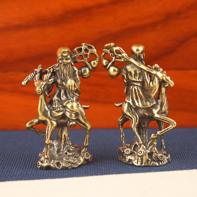 

Чистая медь Китайский Бог Долголетия Верхом на Олене Орнамент Подарки на День Рождения Ремесло Античная Бронза Статуя Будды Фигурка Миниатюра