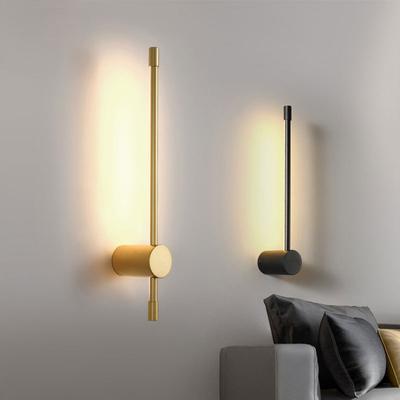 Schlafzimmer Nachttisch Lampenleiste LED Wandleuchte Einfach Modern Treppenhaus Wohnzimmer Hintergrund Wandleuchte Hotel Schwarz Gold LED Wandleuchte