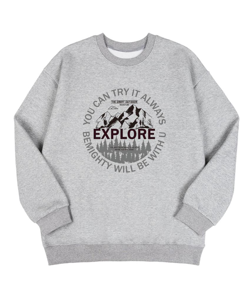 BEMIGHTY Circle Mountain Oversized Brushed Sweatshirt [Black]