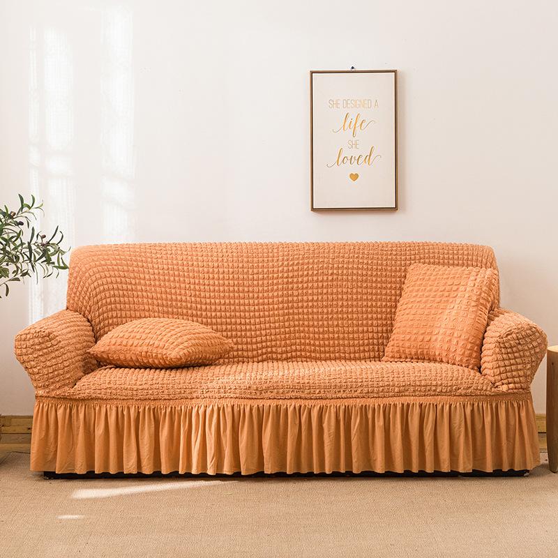Seersucker Fabric Sofa Cover All Inclusive Lace Thickened Non Slip Dustproof Sofa Cover for Four Seasons
