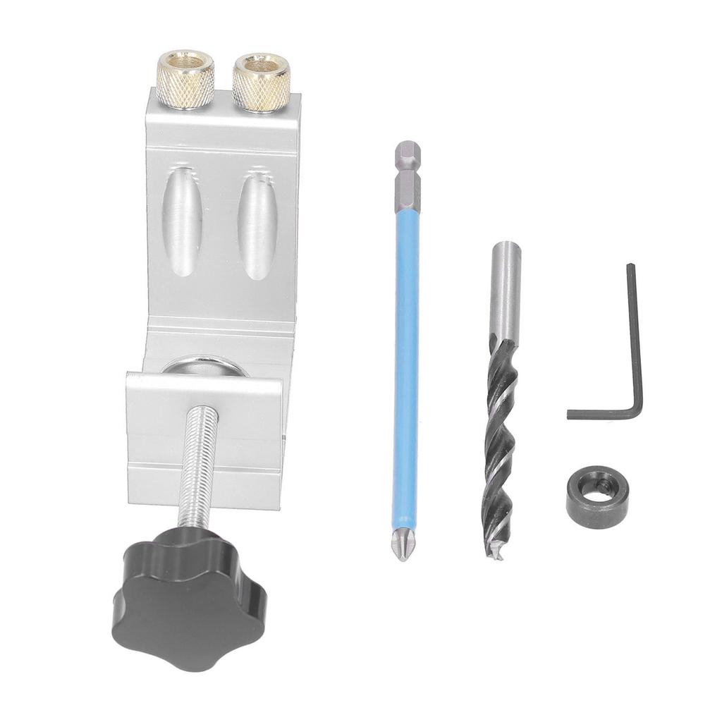 15 Degrees  Oblique Hole Locator Positioner Woodworking Hole Jig Dowel Drill Kit Carpentry AccessorySilver