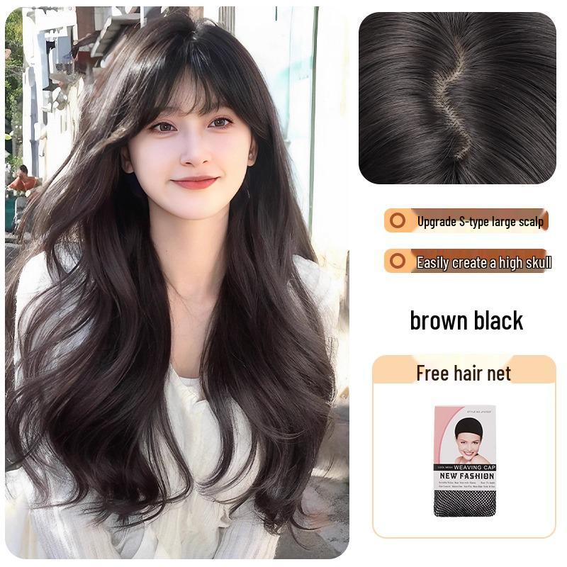 Женский длинный волнистый парик с челкой «восемь» - Набор волос для полной головы, естественный, бесшовный