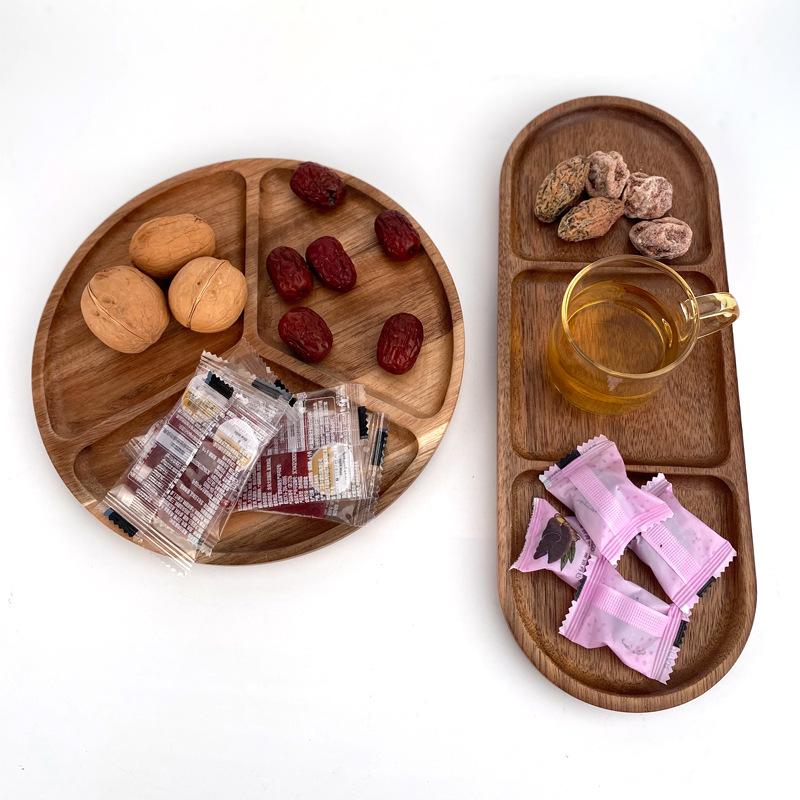 Akazienholz Teller im japanischen Stil Teller mit hohem ästhetischem Wert Kreatives Heim-Tischgeschirr Teller