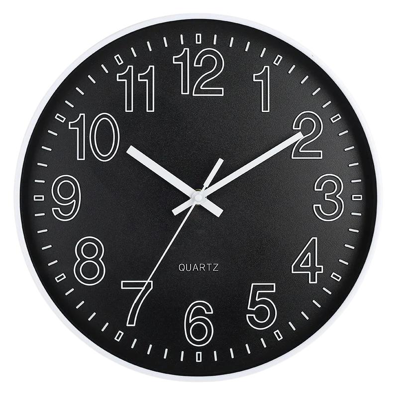 12 Inch Mute Room Wall Clock Mute Does Not Tick Round Three-dimensional Wall Hanging Clock for Study Bedroom Livingroom