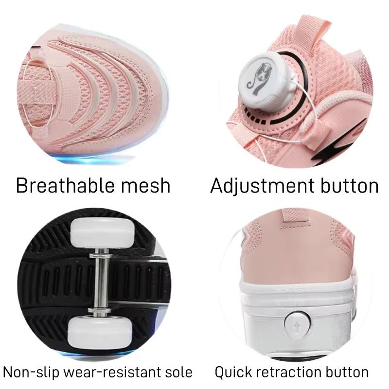 Shoes with Wheels Rotating Button Type Knob To Adjust Roller Skates New Deformed Parkour Skates Special Gifts for Girls