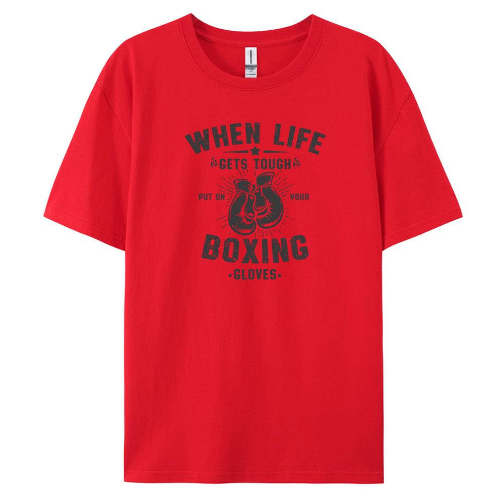Boxing Comfortable Mens Loose Fit Tshirt with Stylish Prints Vintage and Short Sleeved