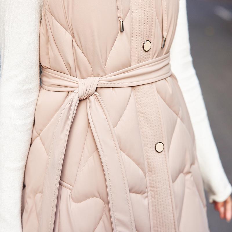 Fashion Winter Coat Female Warm Long Vest Hooded Elegant Fur Collar Thick Sleeveless Parka