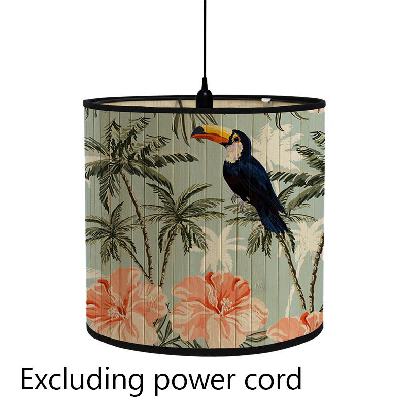 Kwiatowy Ptak Nadruk Klosz Lampy Składany Retro Bambusowy Klosz Lampy Ręcznie Robione Zielone Rośliny Klosze Lampy