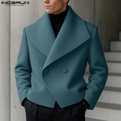 Autumn Winter Men Long Sleeve Front Cross Cropped Short Melton Blazer Coats